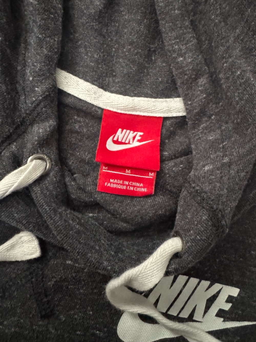 Nike Dark Heather Gray Hoodie with White Logo